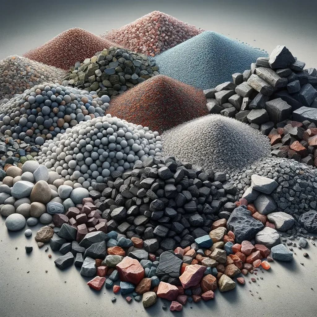 Different varieties of landscaping gravel and stone